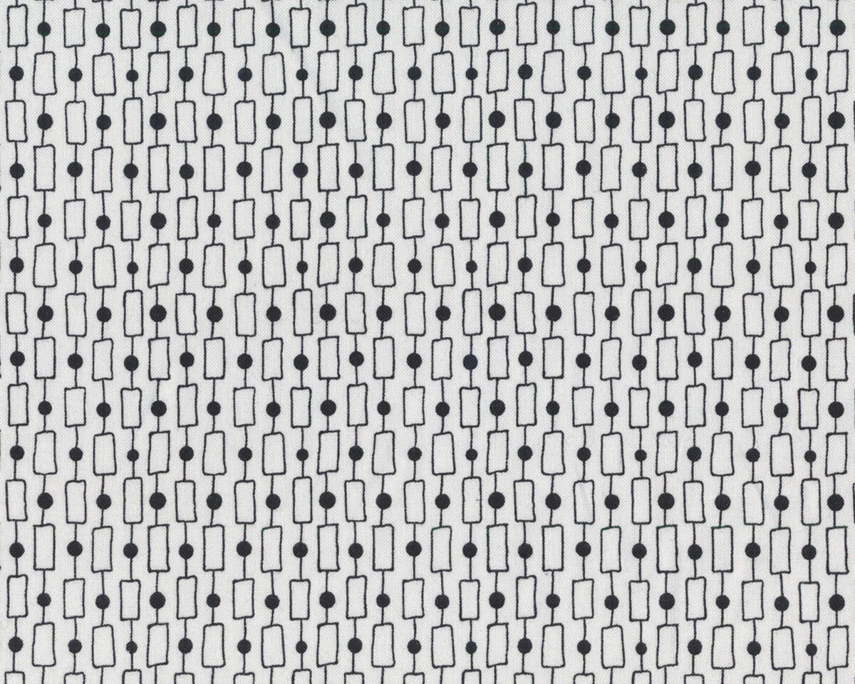 Patchworkstoff HARMONY, Viereck-Punkt-Kette, weiß-schwarz