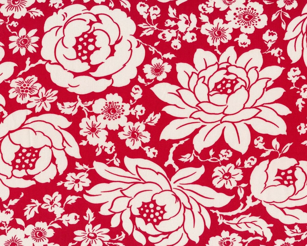 Patchworkstoff HELLO DARLING, große Blumen, rot, Moda Fabrics