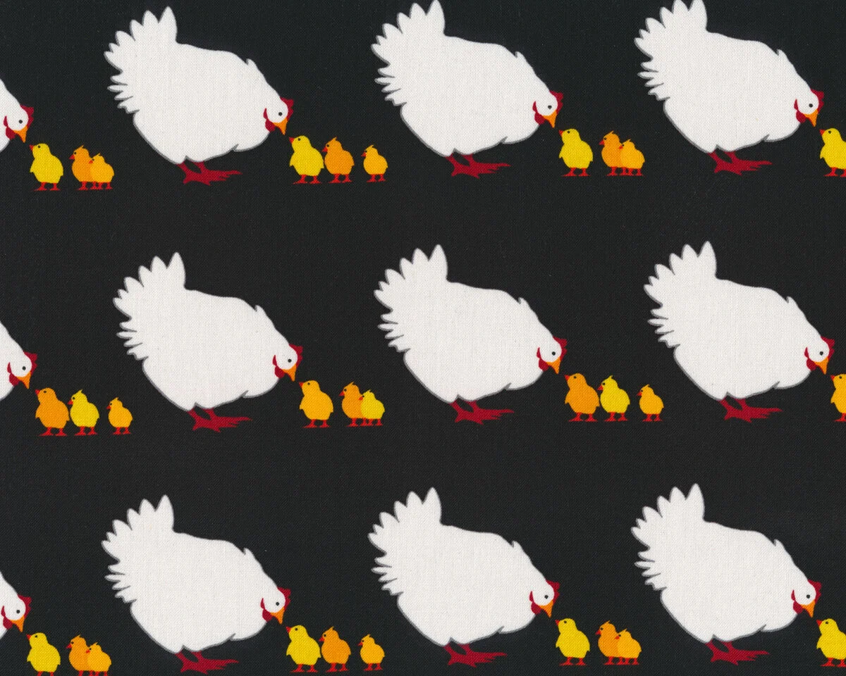 Patchworkstoff HENRIETTA HEN, Hühner mit Küken