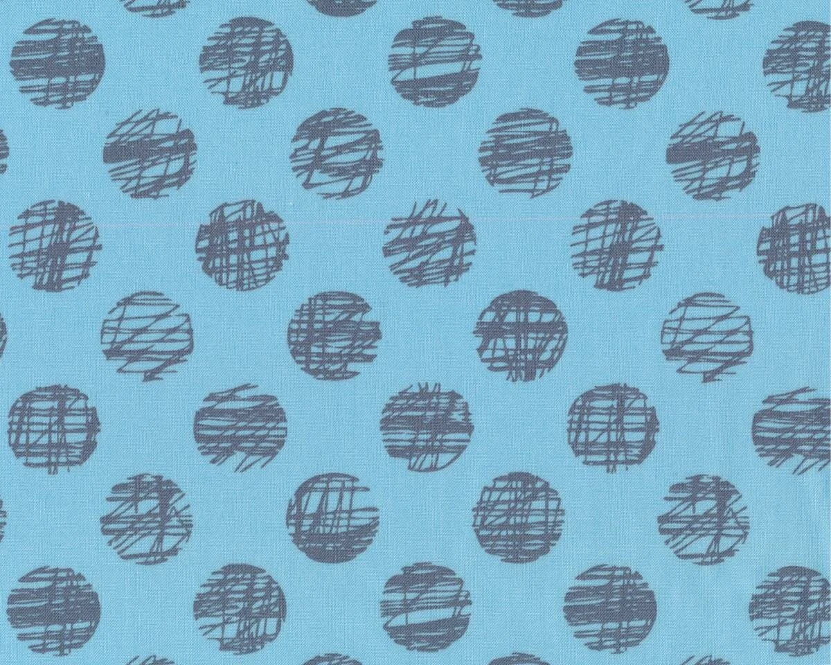 Patchworkstoff HEY DOT, Kritzel-Kreise, himmelblau-steingrau, Moda Fabrics