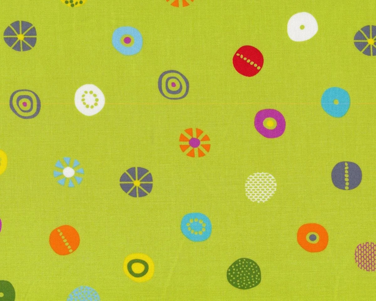 Patchworkstoff HEY DOT, Musterkreise, apfelgrün-rot, Moda Fabrics