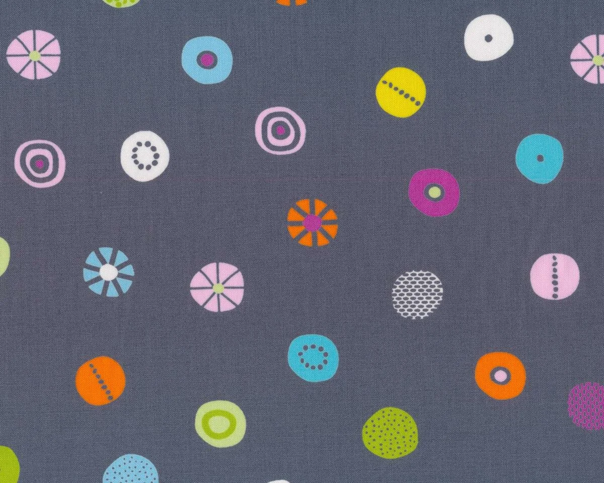 Patchworkstoff HEY DOT, Musterkreise, steingrau-hellrosa, Moda Fabrics