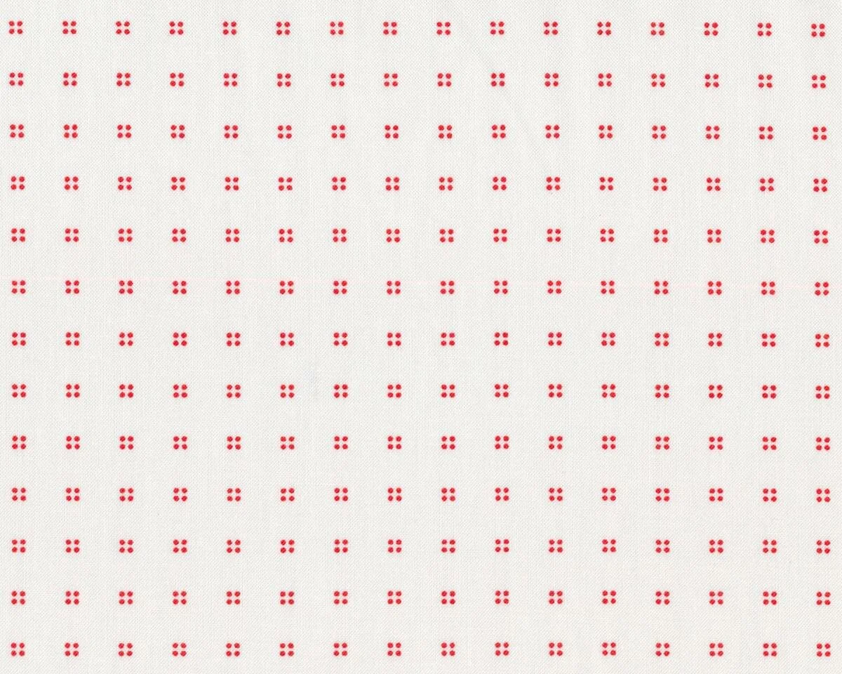 Patchworkstoff HEY DOT, Punkte im Quadrat, gebrochenes weiß-rot, Moda Fabrics