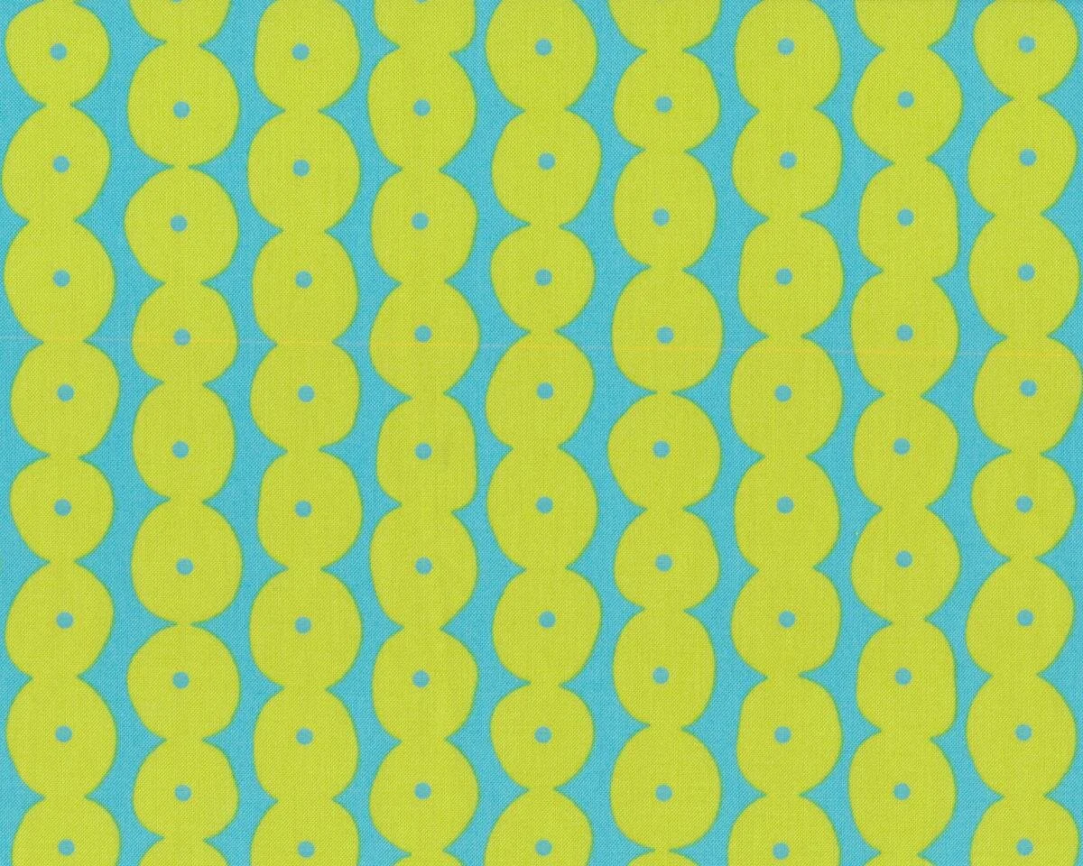 Patchworkstoff HEY DOT, Tupfenkette, apfelgrün-türkis, Moda Fabrics