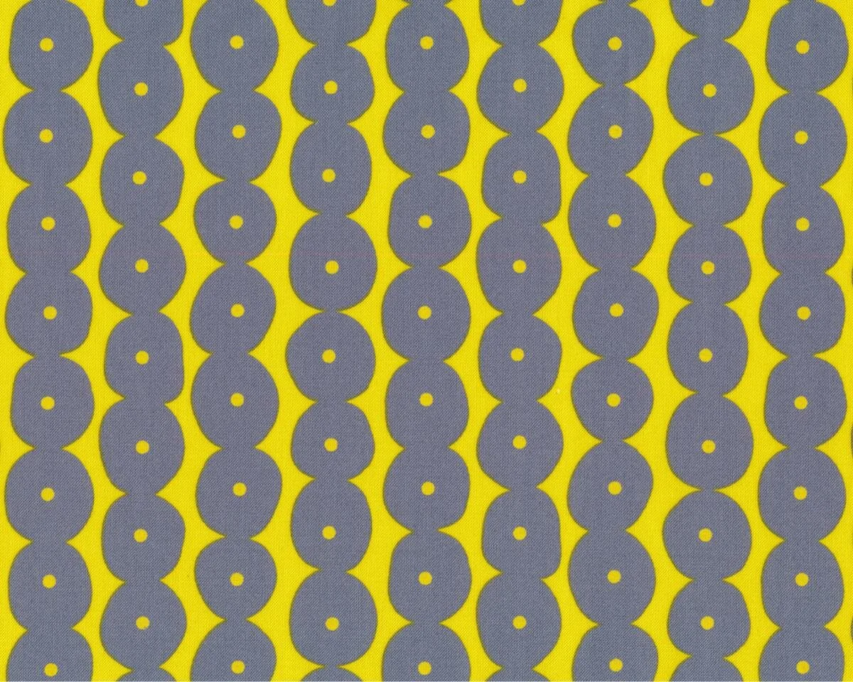 Patchworkstoff HEY DOT, Tupfenkette, steingrau-gelb, Moda Fabrics