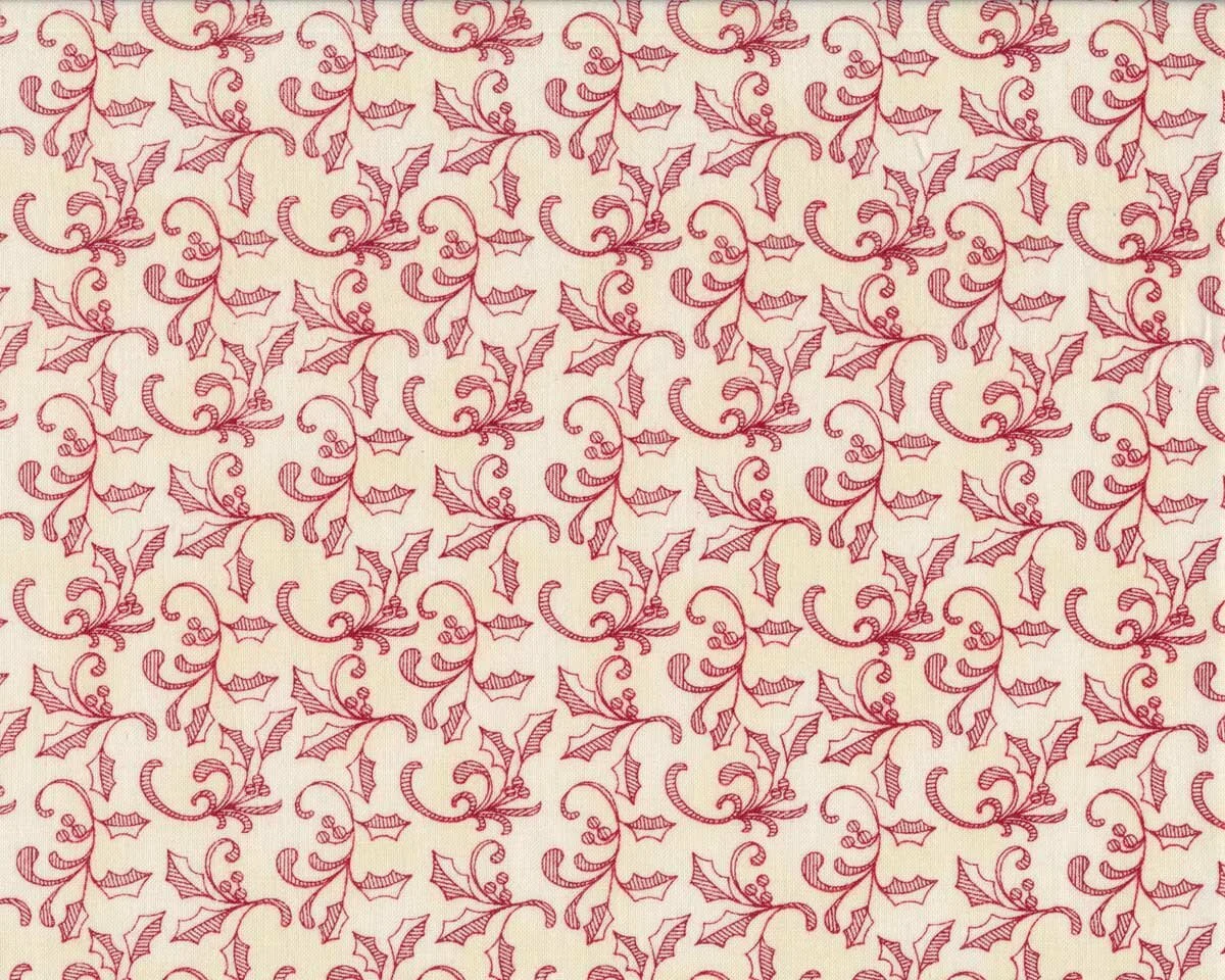 Patchworkstoff HOME FOR THE HOLIDAYS, Ilex-Ranken, creme, Studio E