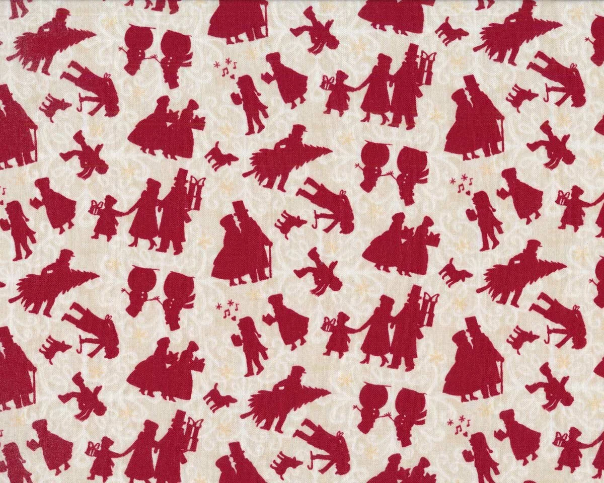 Patchworkstoff HOME FOR THE HOLIDAYS, Silhouetten, rot-creme, Studio E