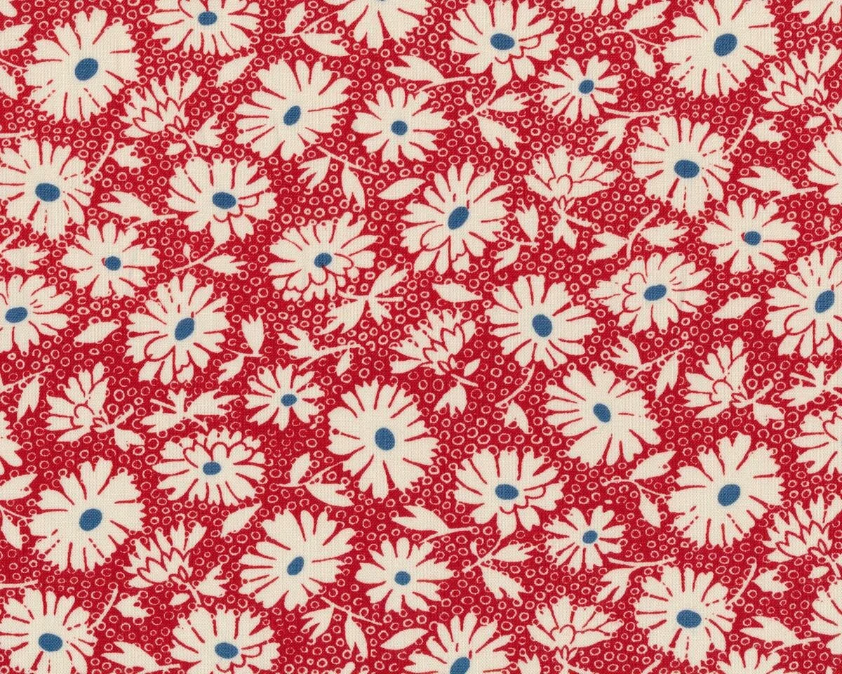 Patchworkstoff HOP SKIP AND A JUMP, Blüten, rot, Moda Fabrics