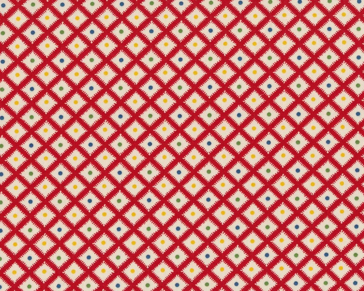 Patchworkstoff HOP, SKIP AND A JUMP, Punkte-Rautengitter, rot, Moda Fabrics