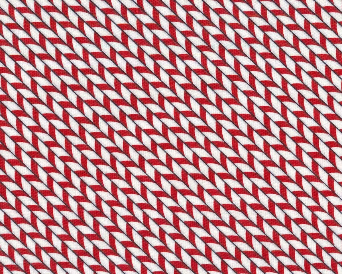 Patchworkstoff HOT COCOA BAR, Papierstrohhalme, rot-weiß, Wilmington Prints