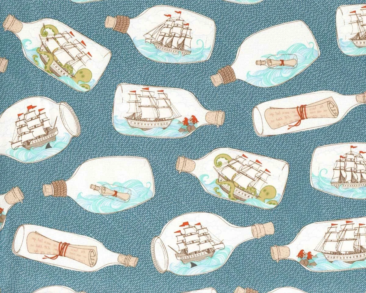 Patchworkstoff IN DEEP SHIP, Buddelschiffe, Ink & Arrow Fabrics