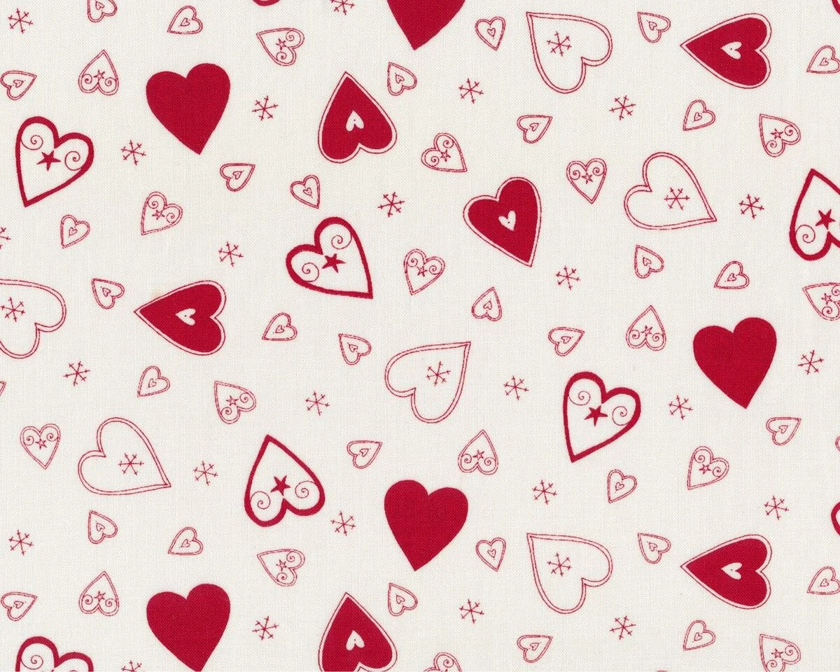 Patchworkstoff JOL, Herzen, gebrochenes weiß-dunkelrot, Moda Fabrics