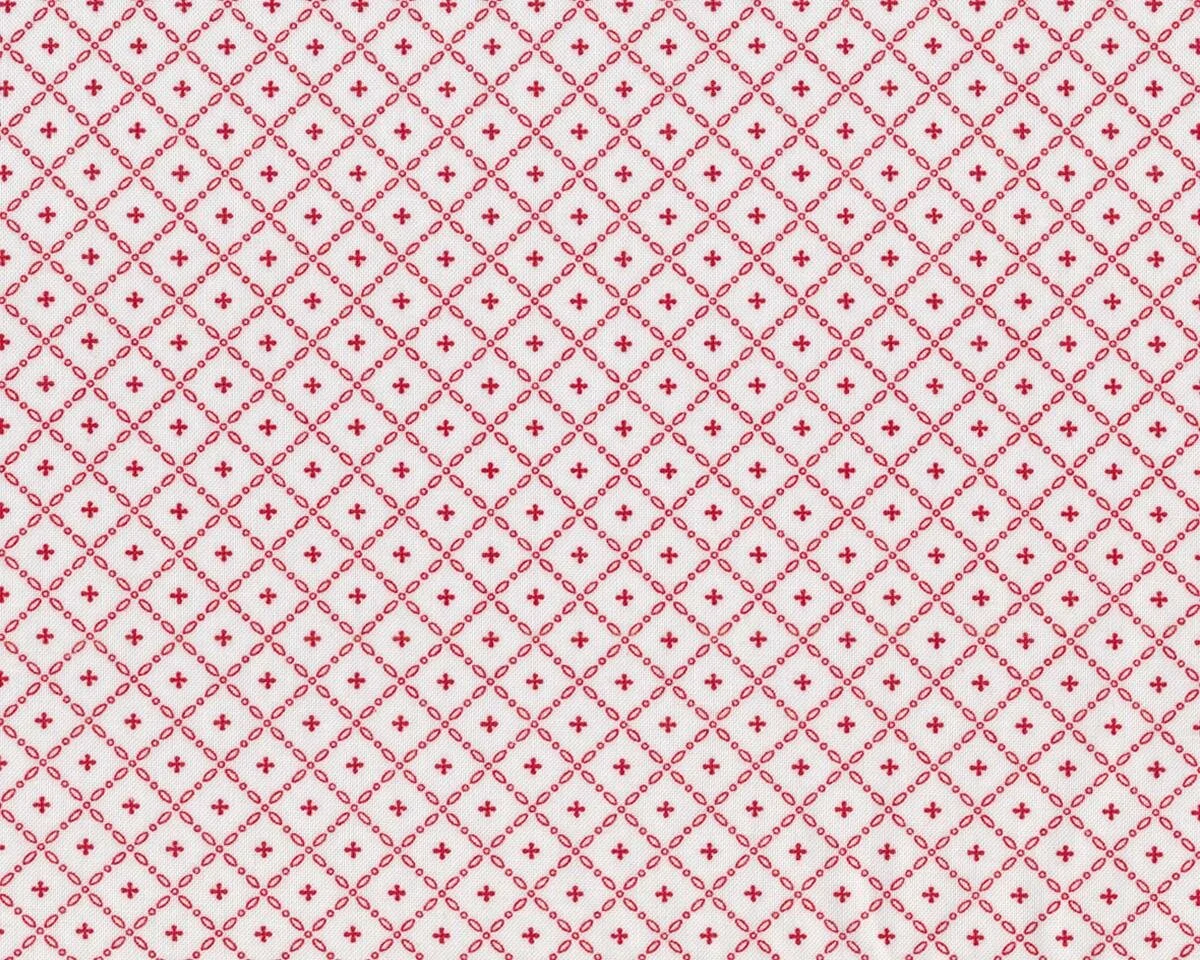 Patchworkstoff JOL, Rauten-Gitter, gebrochenes weiß-dunkelrot, Moda Fabrics