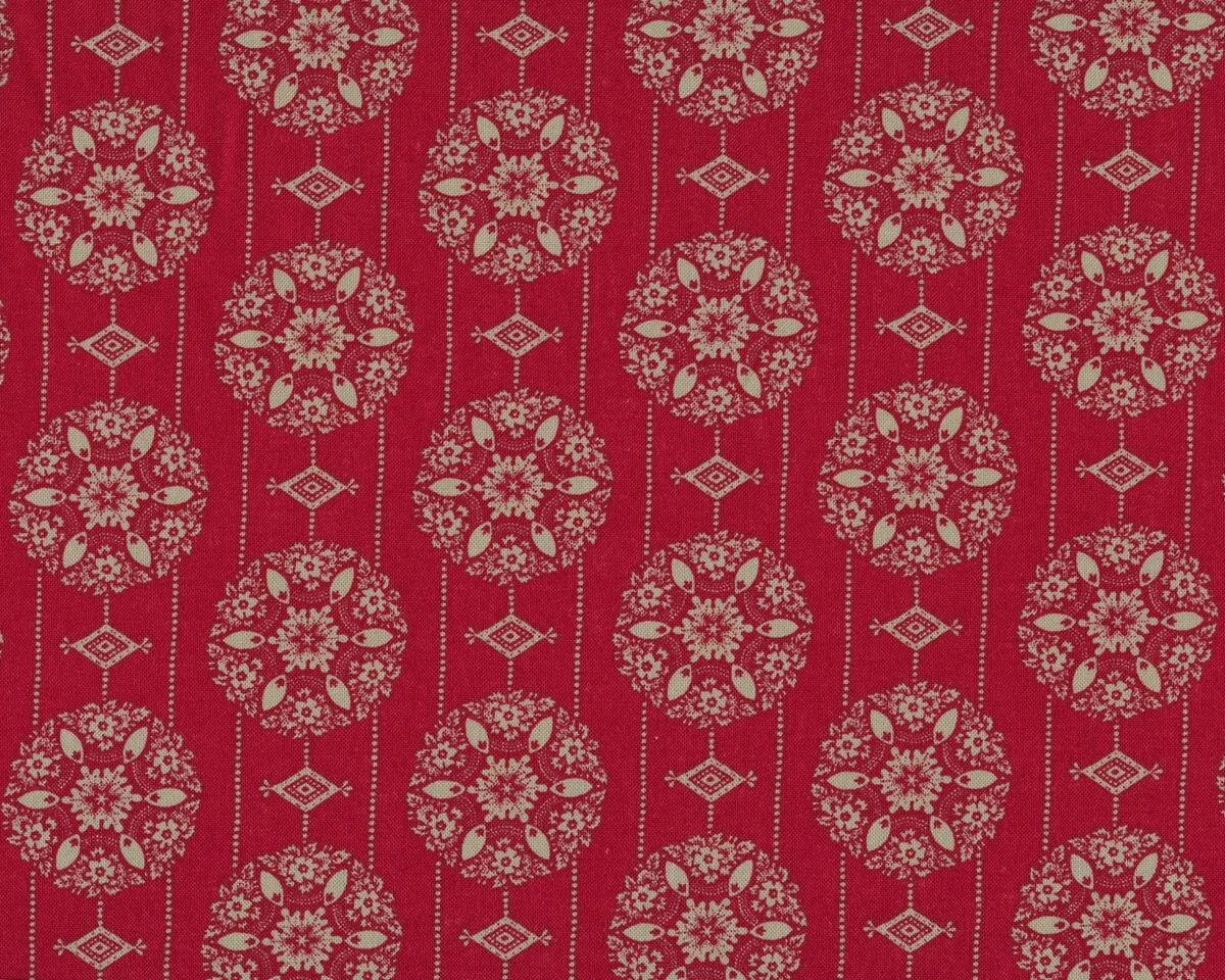 Patchworkstoff JOYEUX NOEL, Blüten-Ketten, weinrot-beigegrau, Moda Fabrics