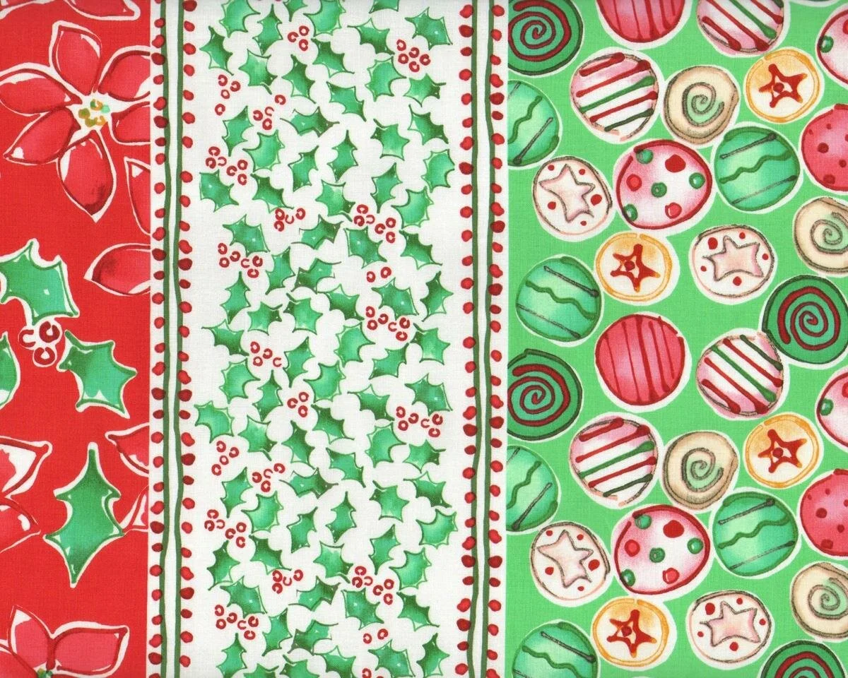 Patchworkstoff JOYFUL HOLIDAY, gemusterte breite Blockstreifen, gedecktes rot-weiß