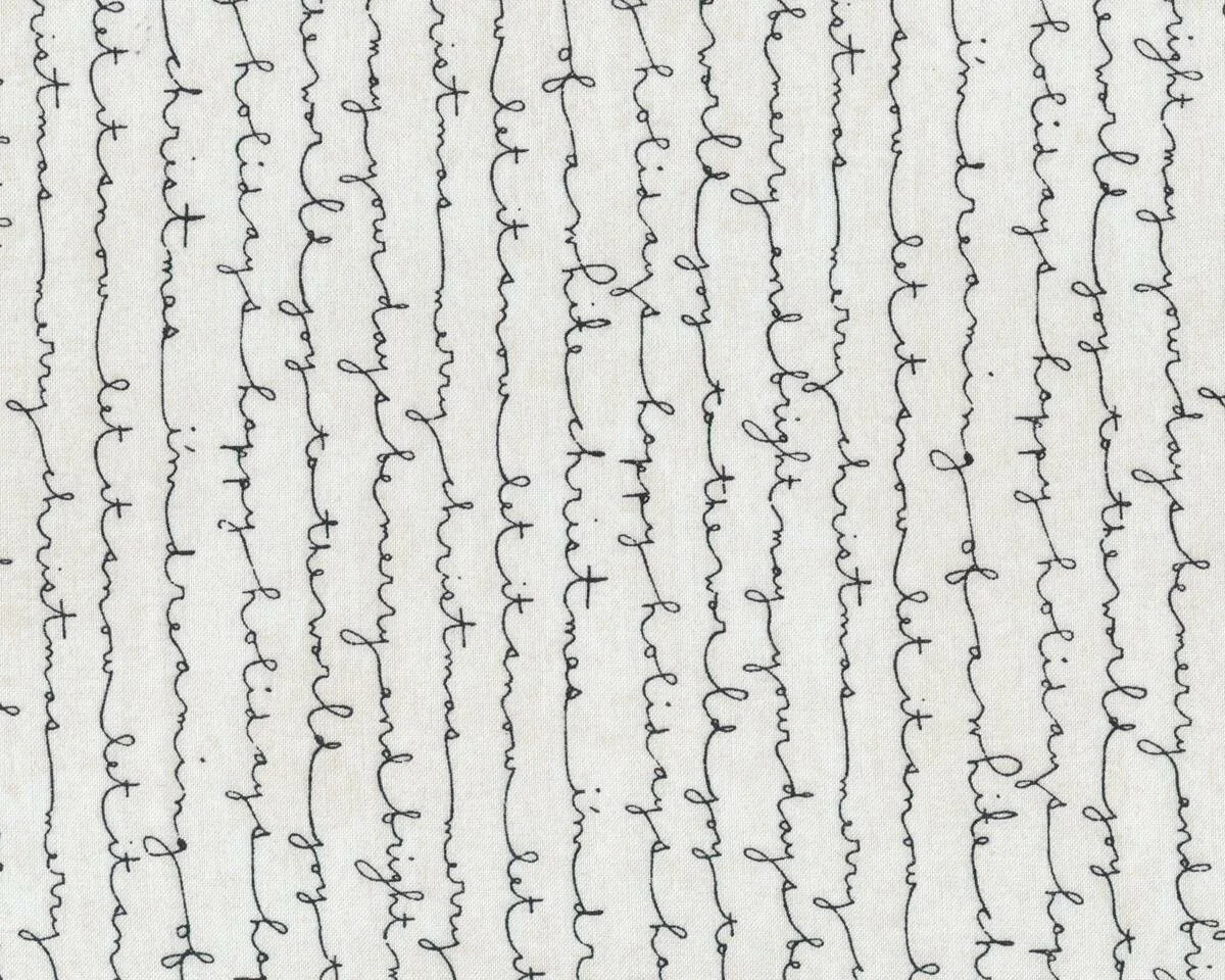 Patchworkstoff JUNIPER BERRY, Schrift-Streifen, antikweiß-schwarz, Moda Fabrics