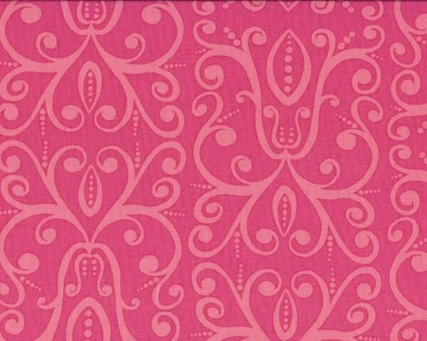 Patchworkstoff "Karavan" mit Ornamentmuster-Ranken, gedecktes pink-dunkelrosa
