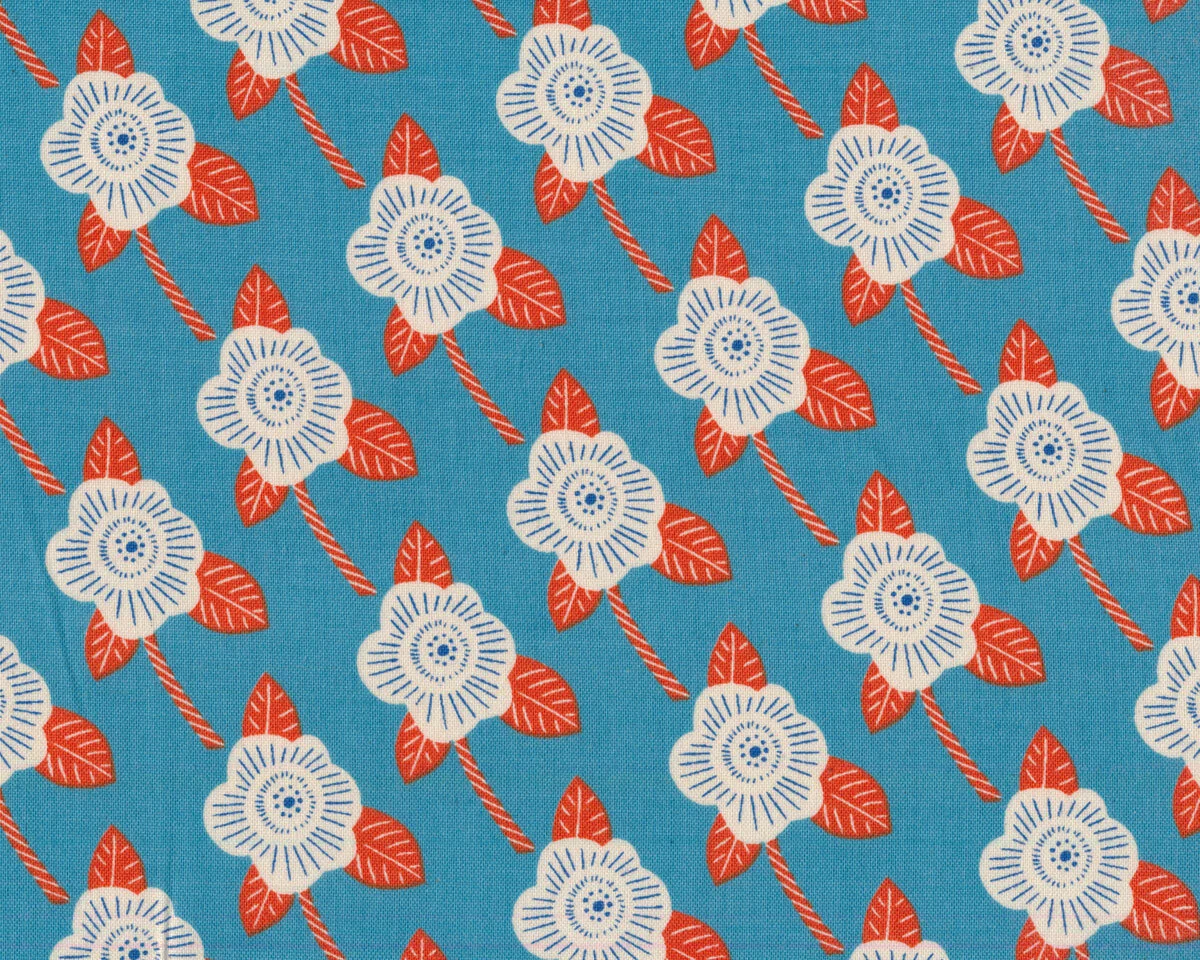 Patchworkstoff KIBORI, Dreiblatt-Blüten, Cotton + Steel