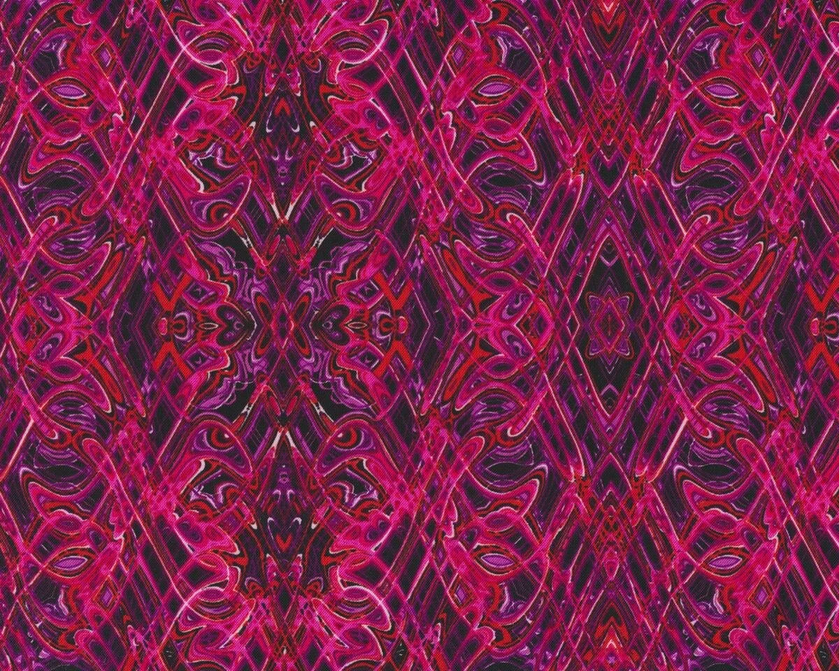 Patchworkstoff KISMET FLASH DANCE, Wellen-Kaleidoskop-Muster, fuchsia