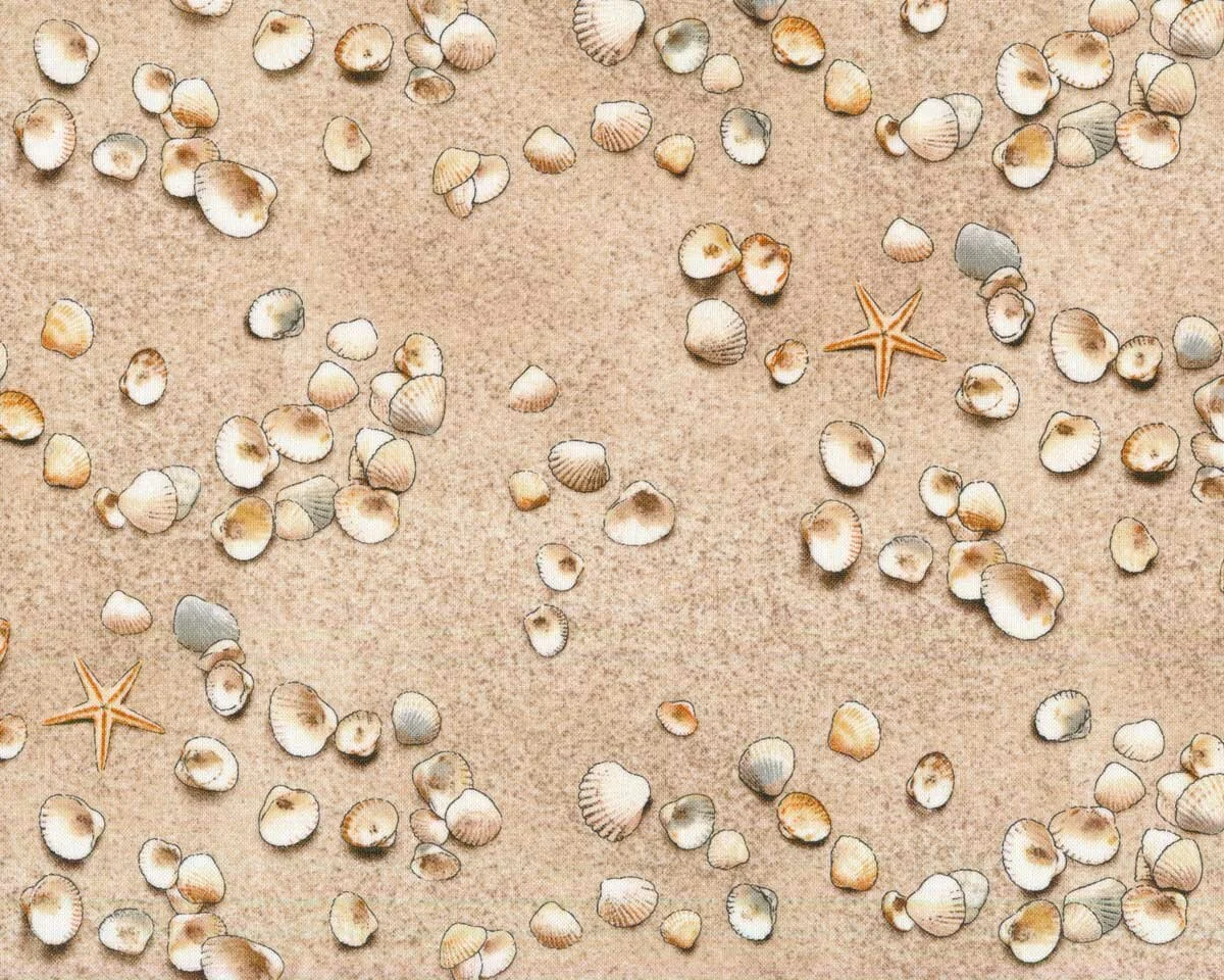 Patchworkstoff LANDSCAPE MEDLEY, Muschelstrand, Elizabeth's Studio