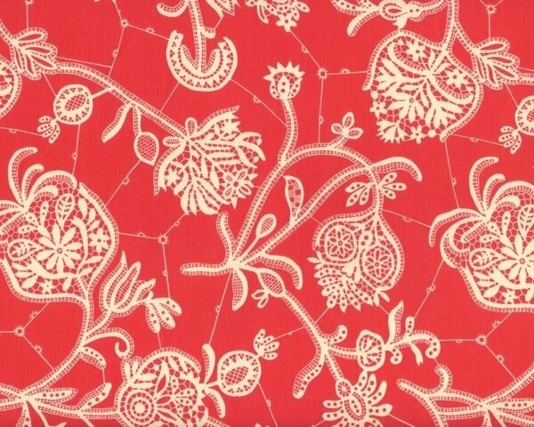 Patchworkstoff "Lark", bizarres Tulpen-Blüten-Netz, helles pastellrot-wollweiß