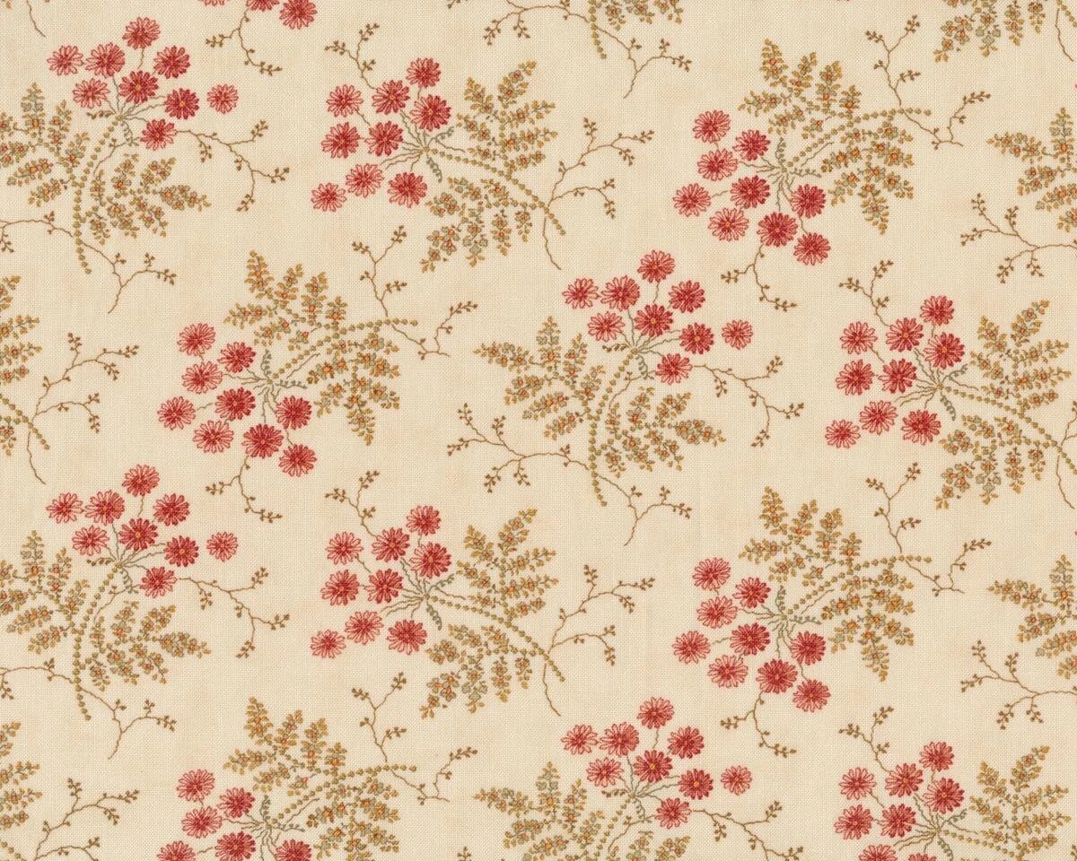 Patchworkstoff LARKSPUR, filigrane Zweige, hellbeige-rotbraun