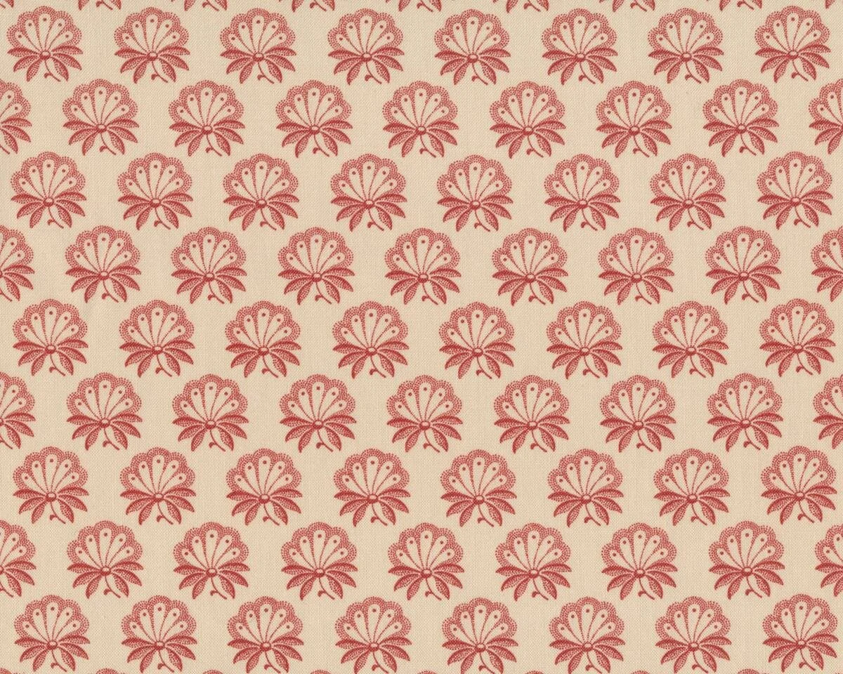 Patchworkstoff LE MARAIS, Fächer-Blumen, hellbeige-stumpfes rot, Moda Fabrics