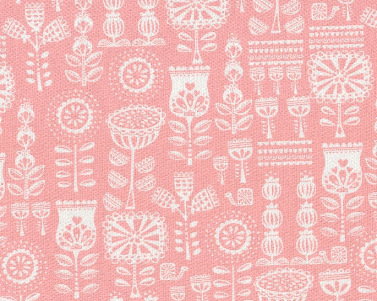 Patchworkstoff LIL' RED, folkloristische Blumen, altrosa, Moda Fabrics