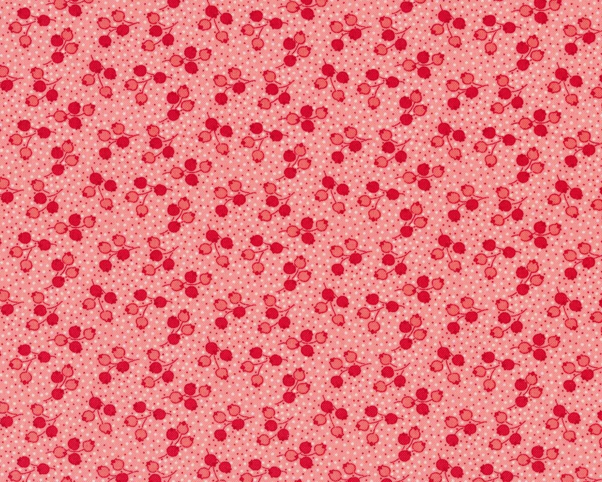 Patchworkstoff LITTLE RUBY, Beeren-Zweiglein, lachsrosa-rot, Moda Fabrics