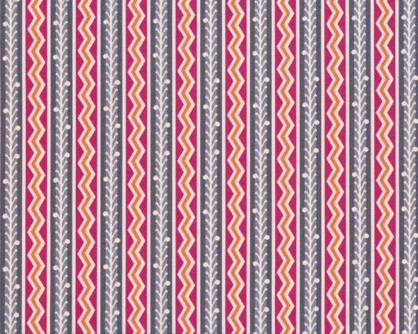 Patchworkstoff "Lou Lou Thi" mit Zackenstreifen, fuchsia-grau-terracotta