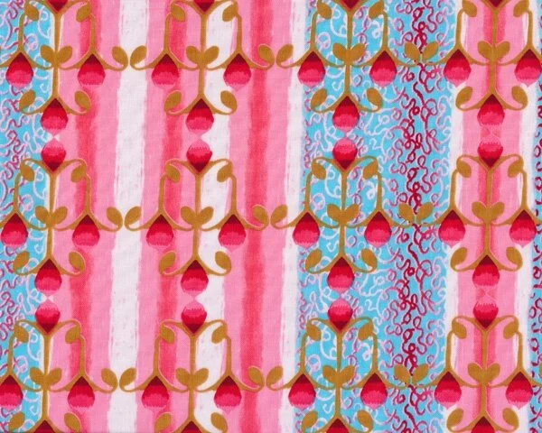 Patchworkstoff MEMORY LANE, Knospen-Ranken-Ornament, kräftiges rosa