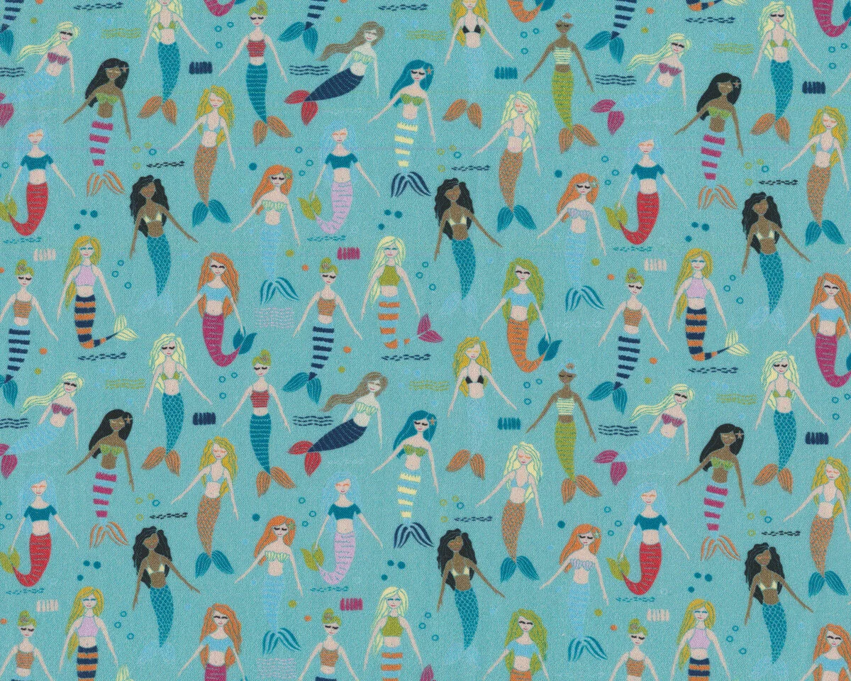 Patchworkstoff MERMAIDS AND UNICORNS, Meerjungfrauen, In the Beginning