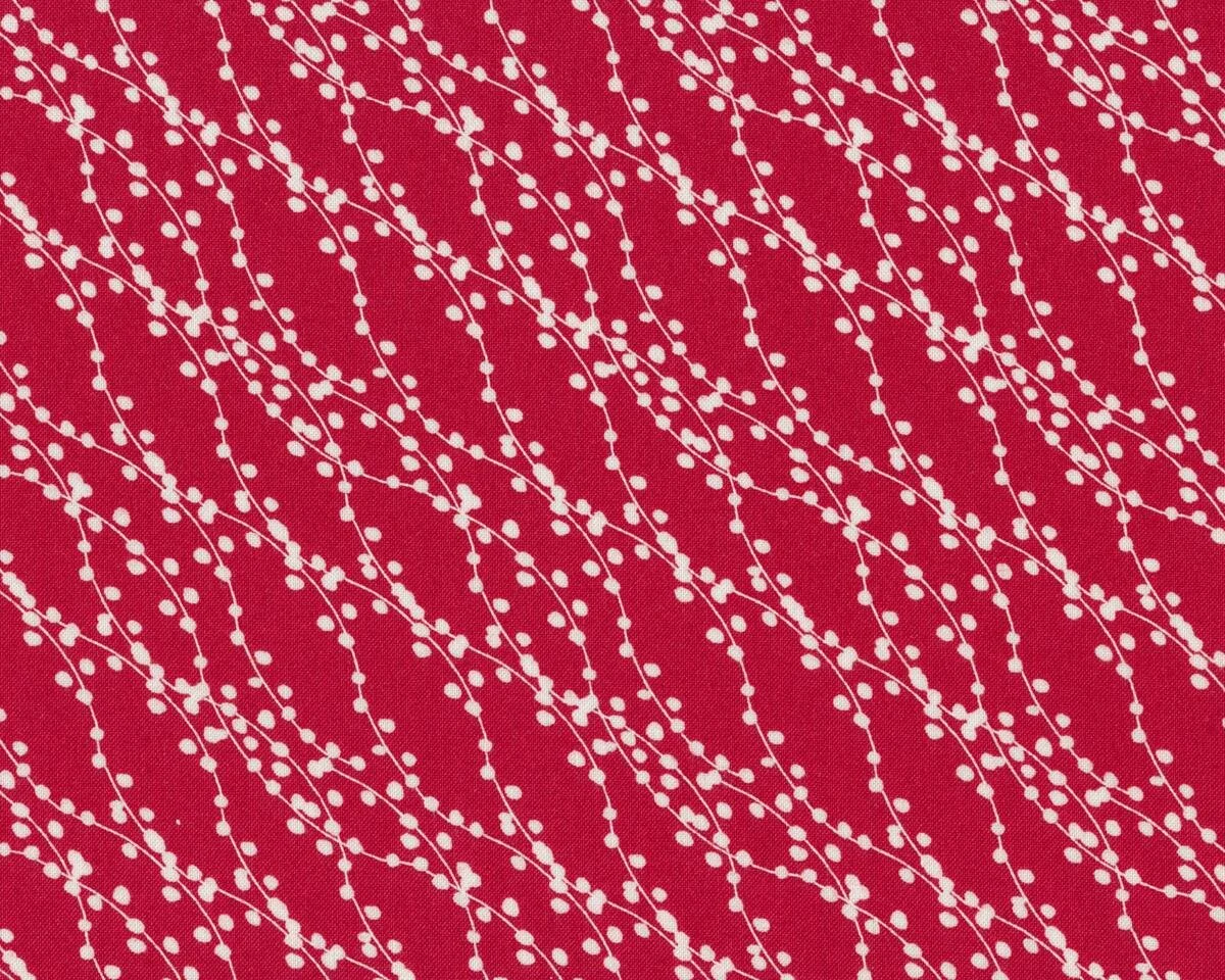 Patchworkstoff MERRY MERRY, Perlen-Wellen, dunkelrot-gebrochenes weiß, Moda Fabrics