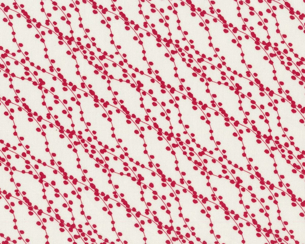 Patchworkstoff MERRY MERRY, Perlen-Wellen, gebrochenes weiß-dunkelrot, Moda Fabrics