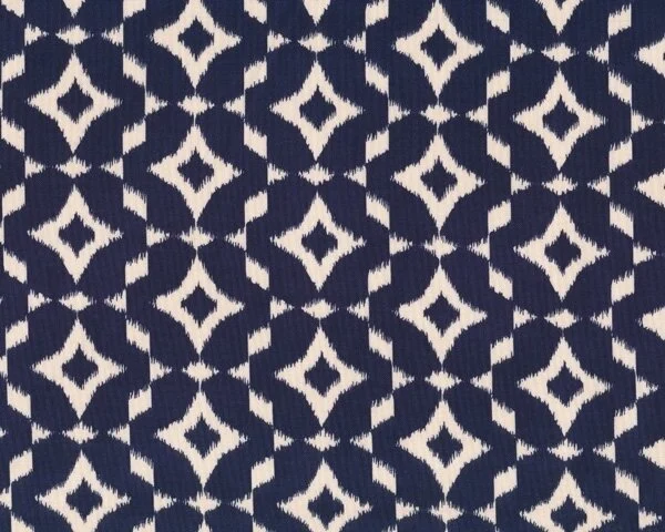 Patchworkstoff MINT TO BE, Ikat-Blumen-Muster, dunkelblau