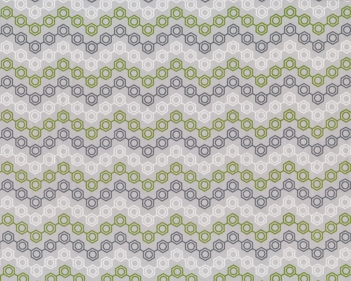 Patchworkstoff MOD GEEK, Mutterketten, hellgrau-grasgrün