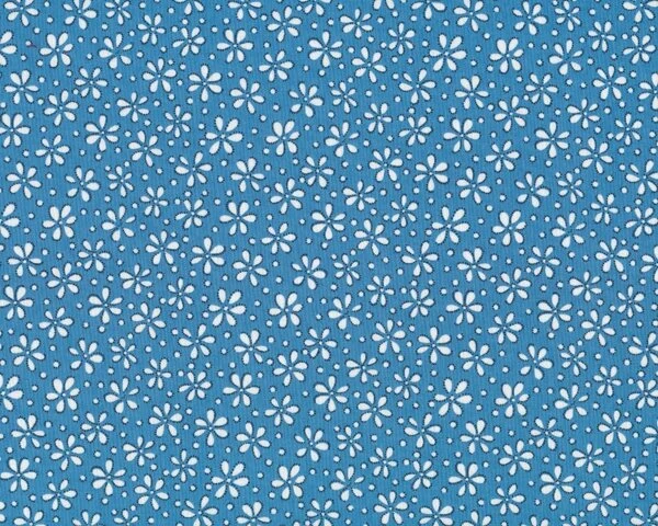 Patchworkstoff "Mother's Melodies" mit Blümchen und Punkten, mittelblau