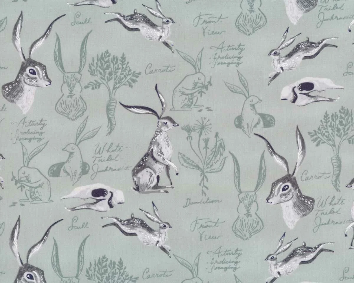 Patchworkstoff NATURAL HISTORY, Hasen, mint, Dear Stella