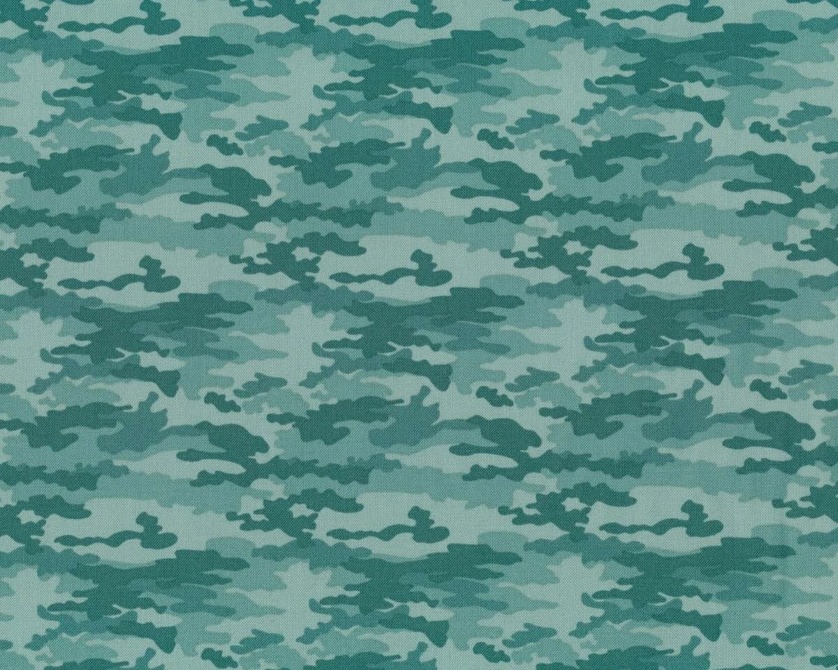 Patchworkstoff NOMAD, Camouflage, dunkles türkisgrün, Moda Fabrics