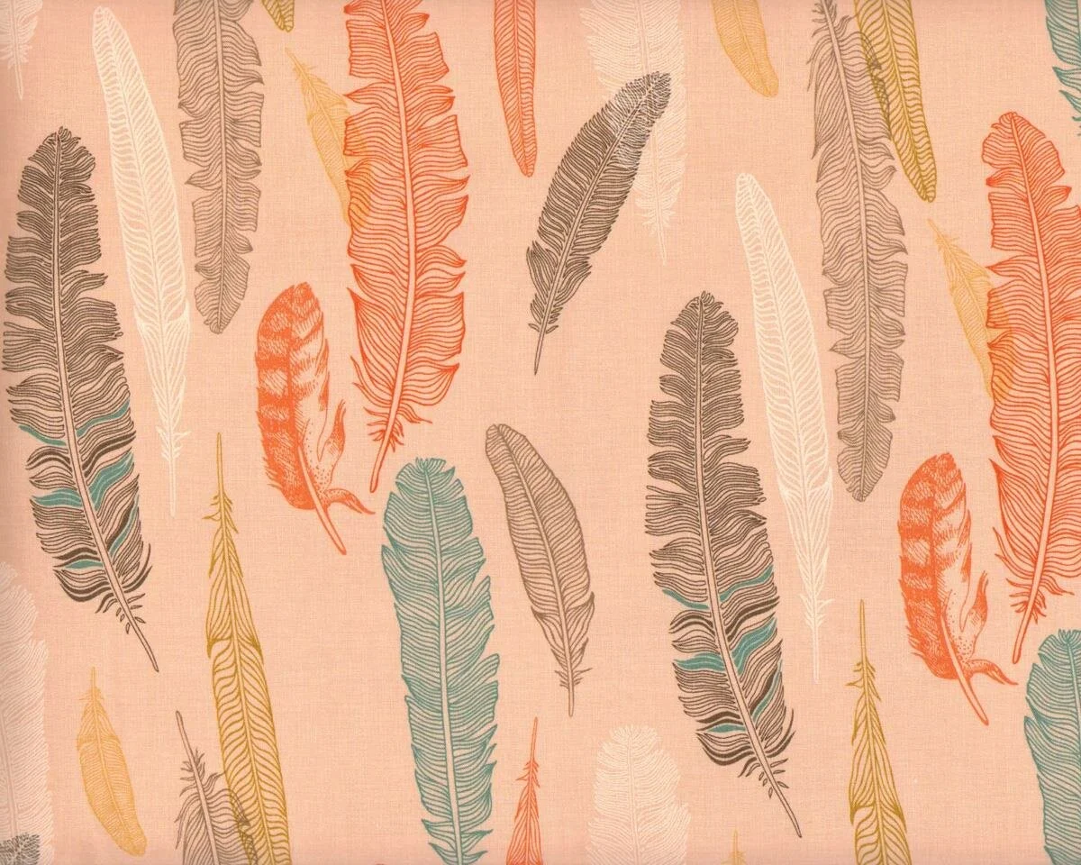 Patchworkstoff NOMAD, Federn, helles aprikot-terracotta, Moda Fabrics