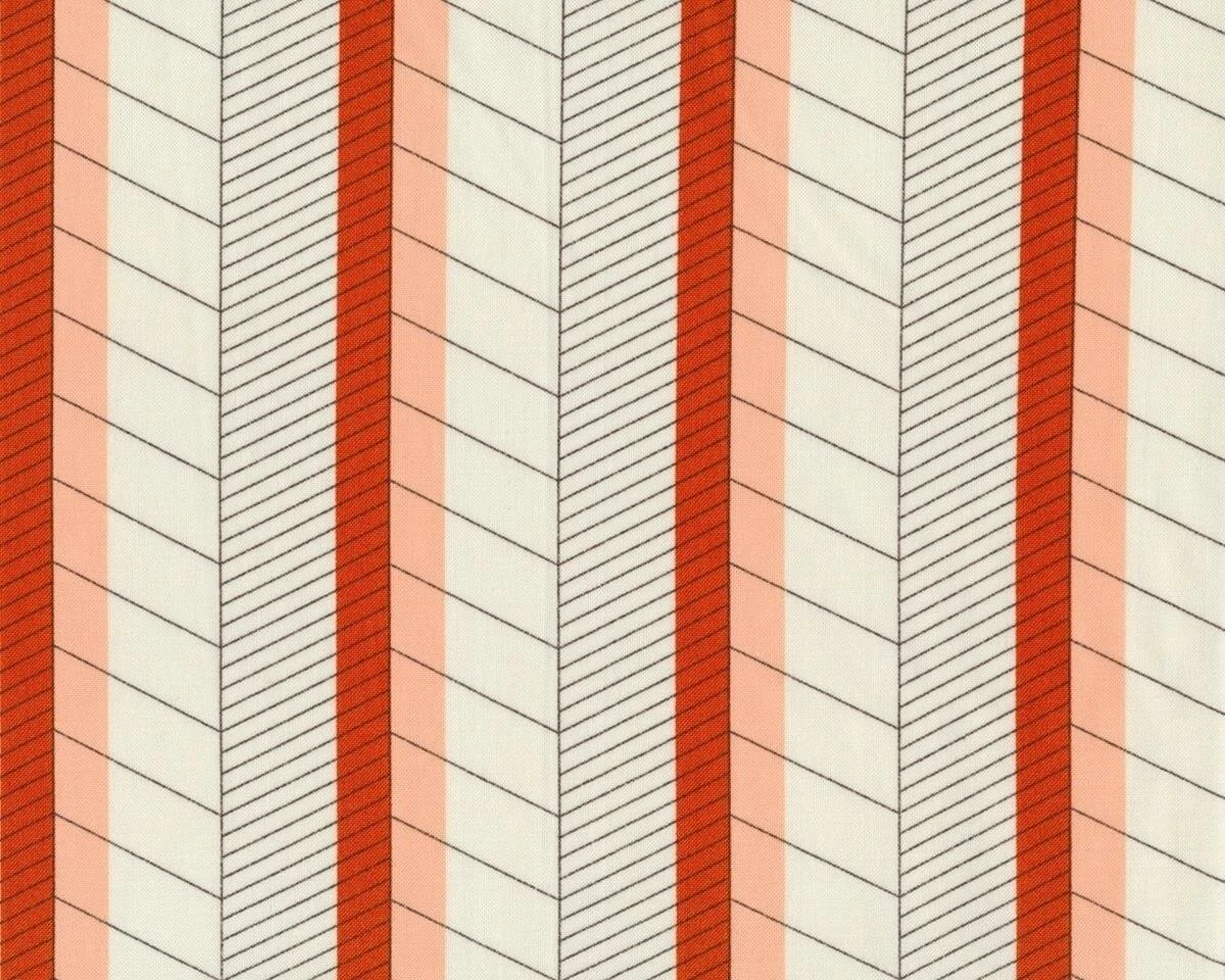 Patchworkstoff NOMAD, Fischgrat-Streifen, cremé-terracotta, Moda Fabrics
