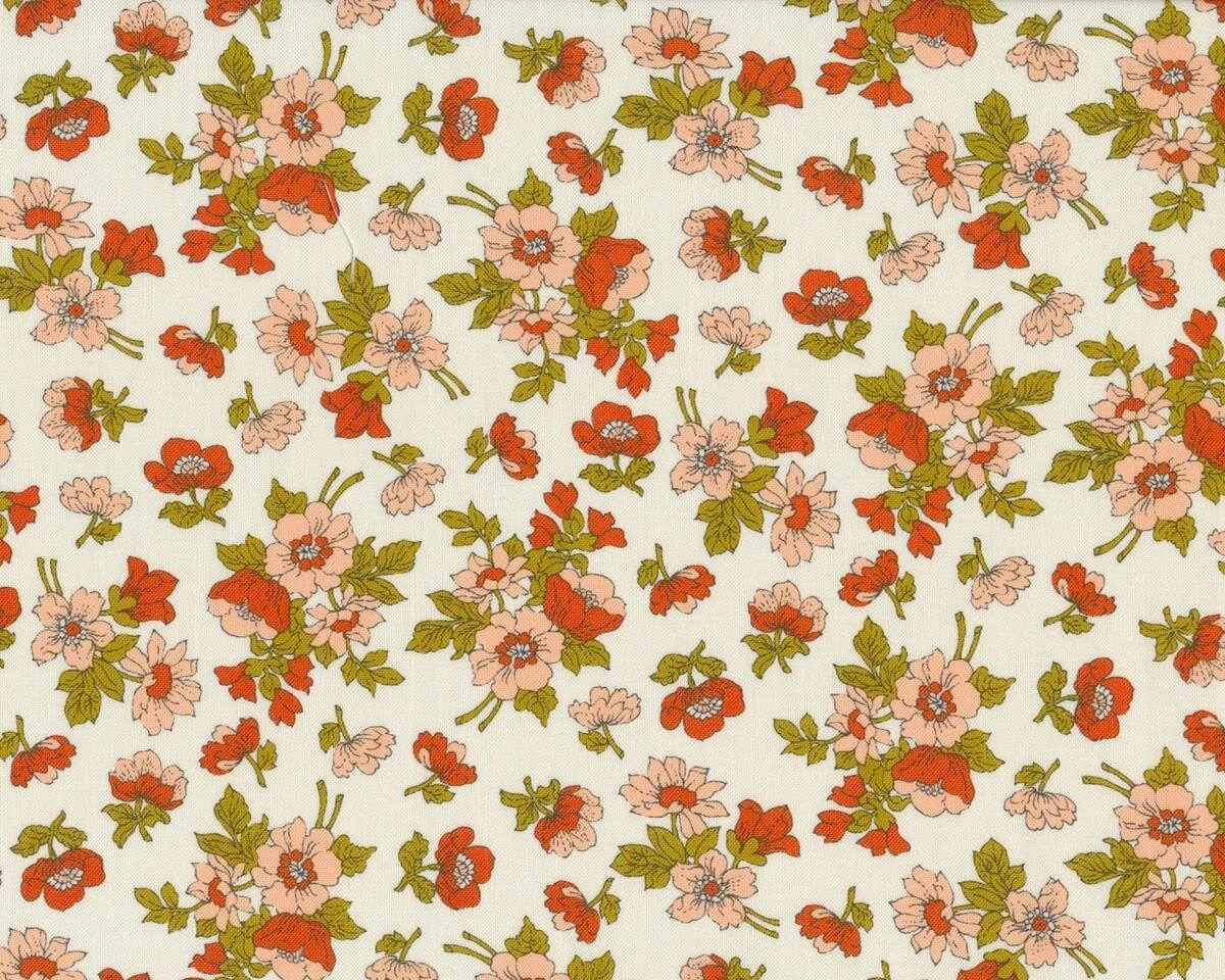 Patchworkstoff NOMAD, Wildrosen, cremé-terracotta, Moda Fabrics