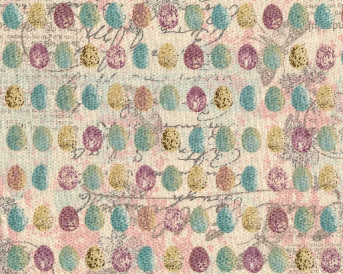 Patchworkstoff ONCE UPON A CHICKEN, Wachteleier, gedecktes petrol-creme, Moda Fabrics