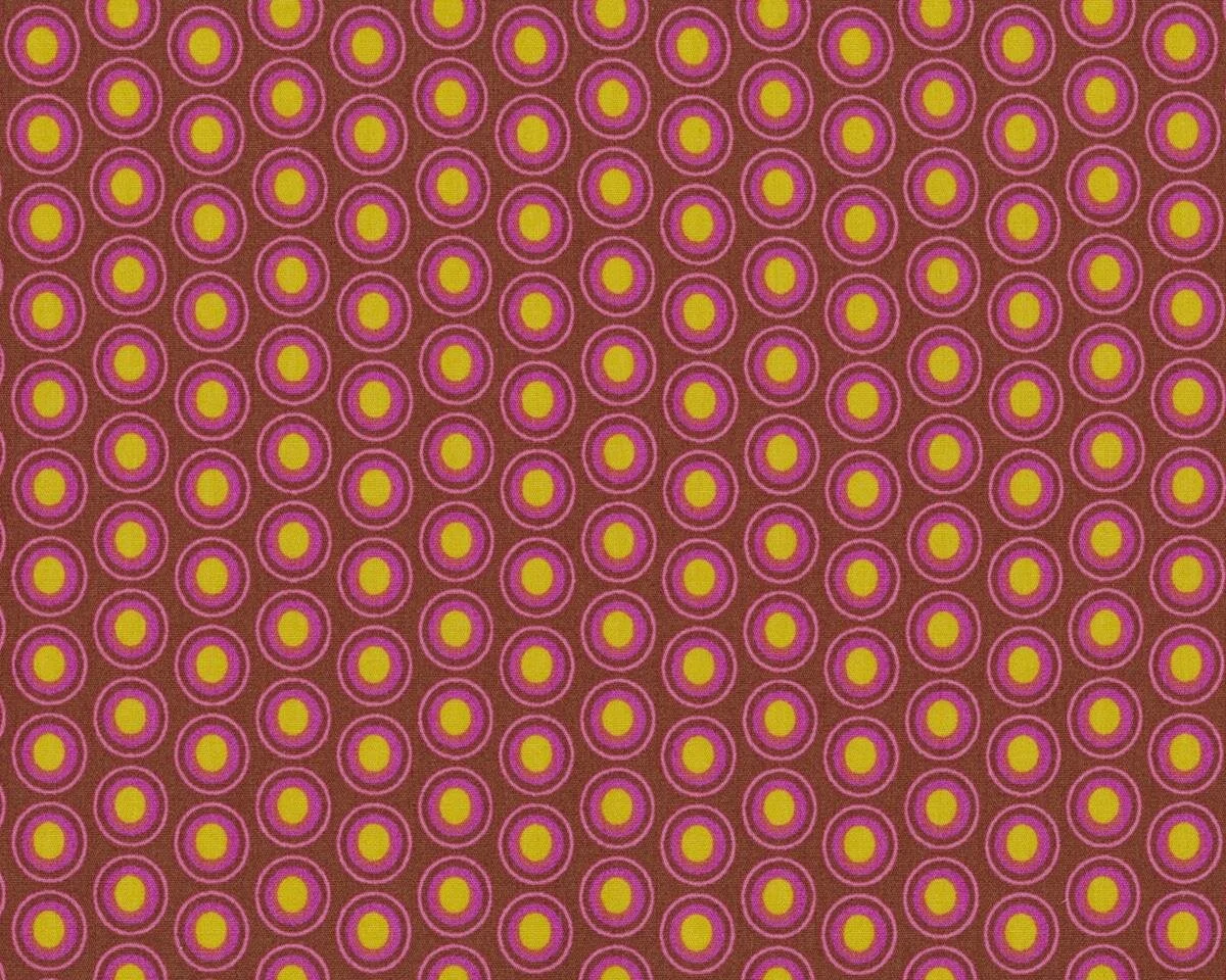 Patchworkstoff OVAL ELEMENTS, Pfauenaugen, braun-pink, Art Gallery