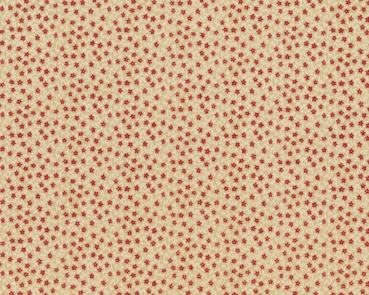 Patchworkstoff PEACE ON EARTH, Mini-Blumen, beige-dunkelrot