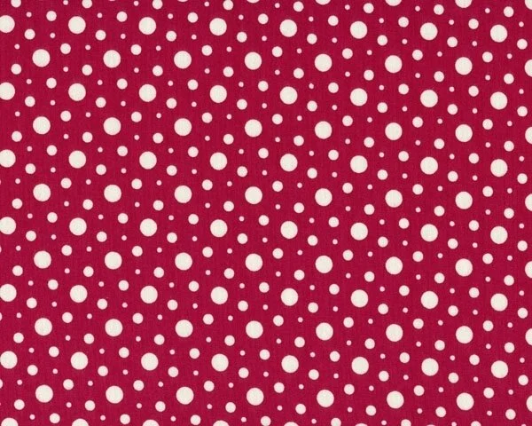 Patchworkstoff "Penelope" mit großem Punkte-Muster, dunkelrot-creme