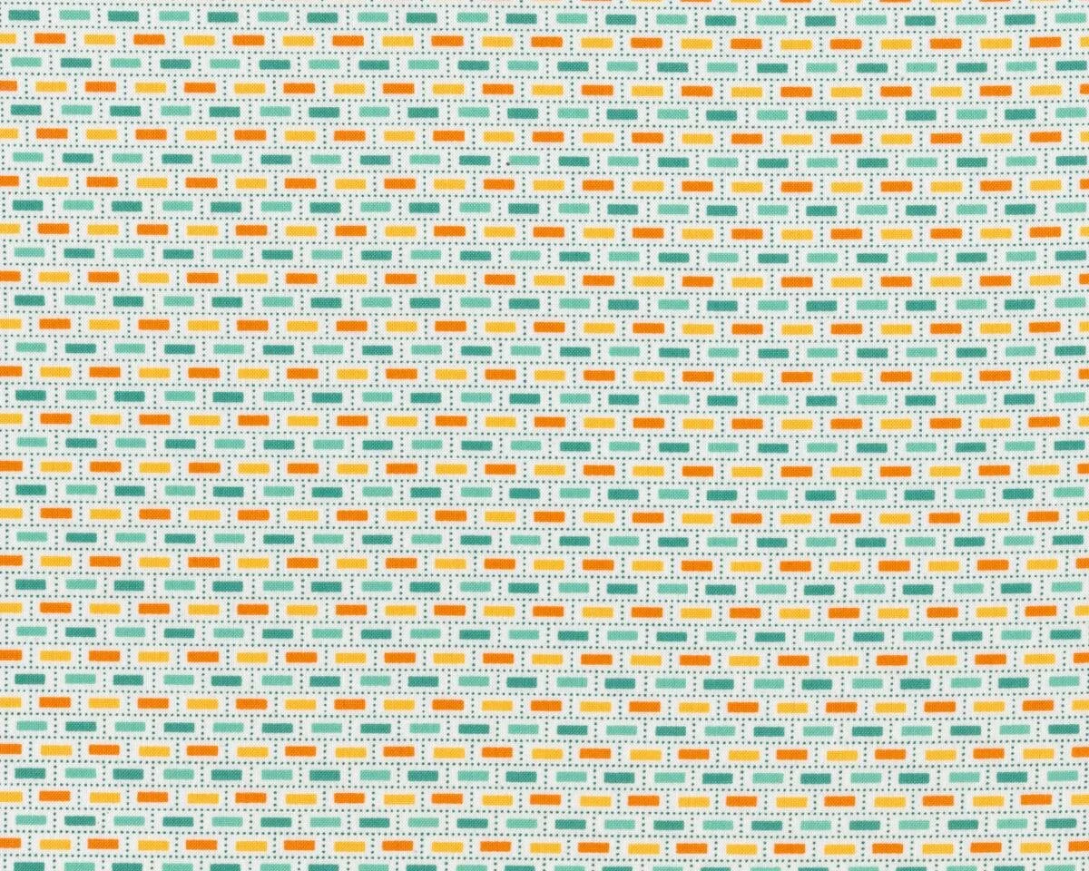 Patchworkstoff PENNYS DOLLHOUSE, kleine Rechtecke, orange-mintgrün