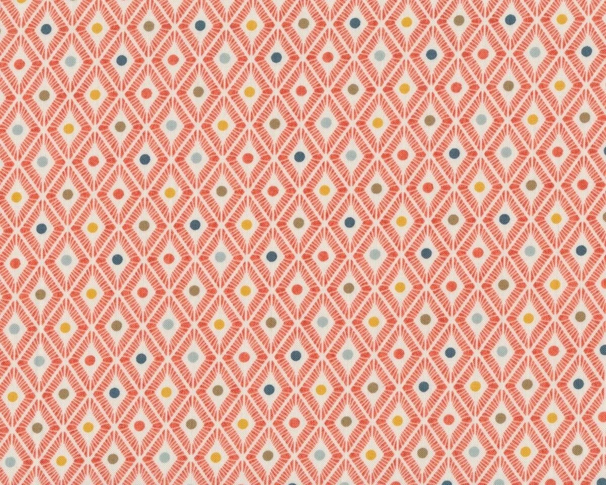 Patchworkstoff PERSIMMON, Rauten mit Punkt, wollweiß-dunkles aprikot, Moda Fabrics