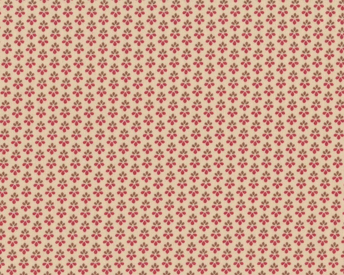 Patchworkstoff PETITE PRINTS, Mini-Blüten, schlammbraun-pastellrot, Moda Fabrics