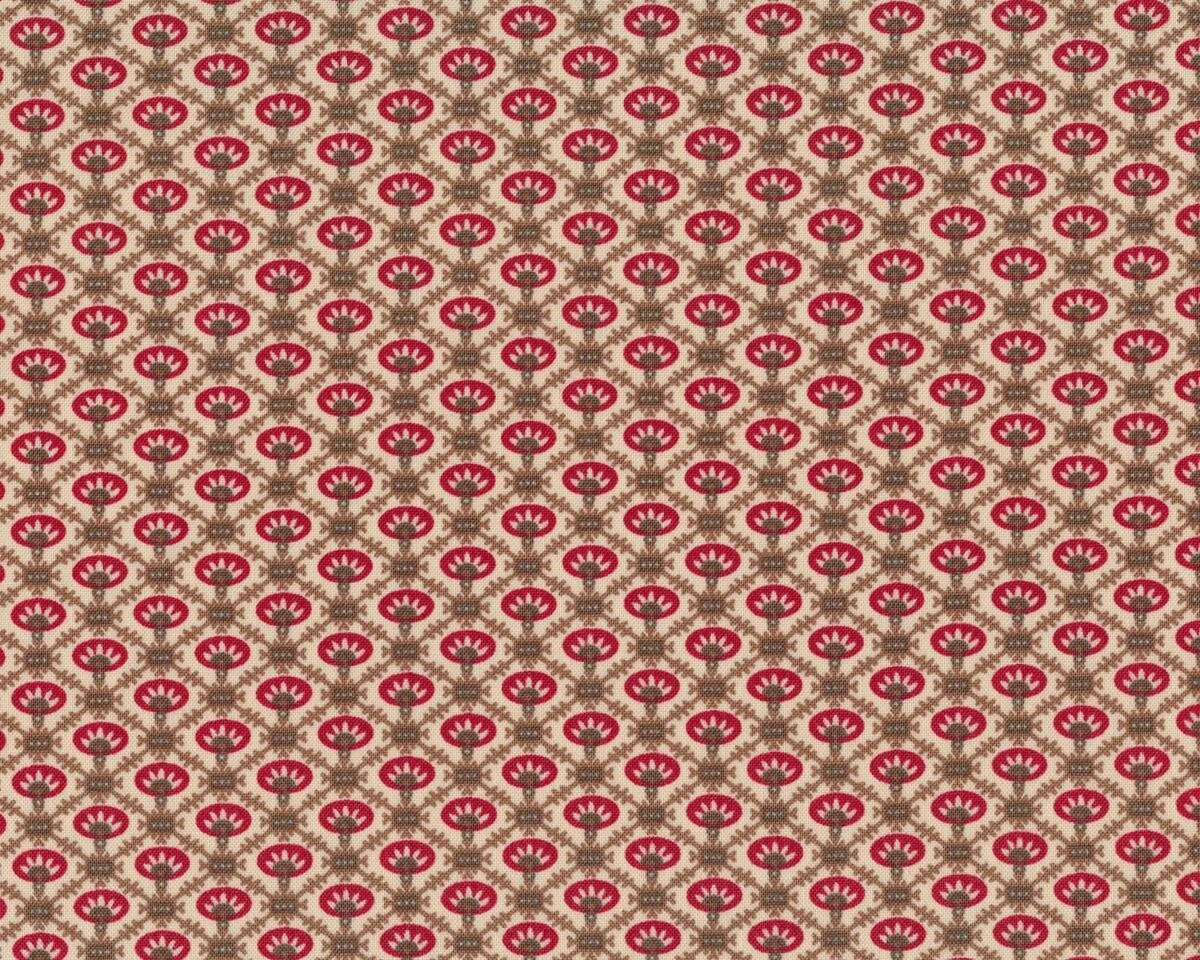 Patchworkstoff PETITE PRINTS, Rautengitter mit Oval, pastellrot-schlammbraun, Moda Fabrics